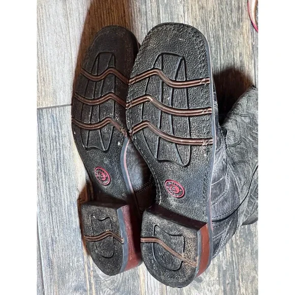 Laredo Axel Men 8D Black Distressed Leather Square Toe Cowboy Boots 7927 Western - Picture 10 of 11